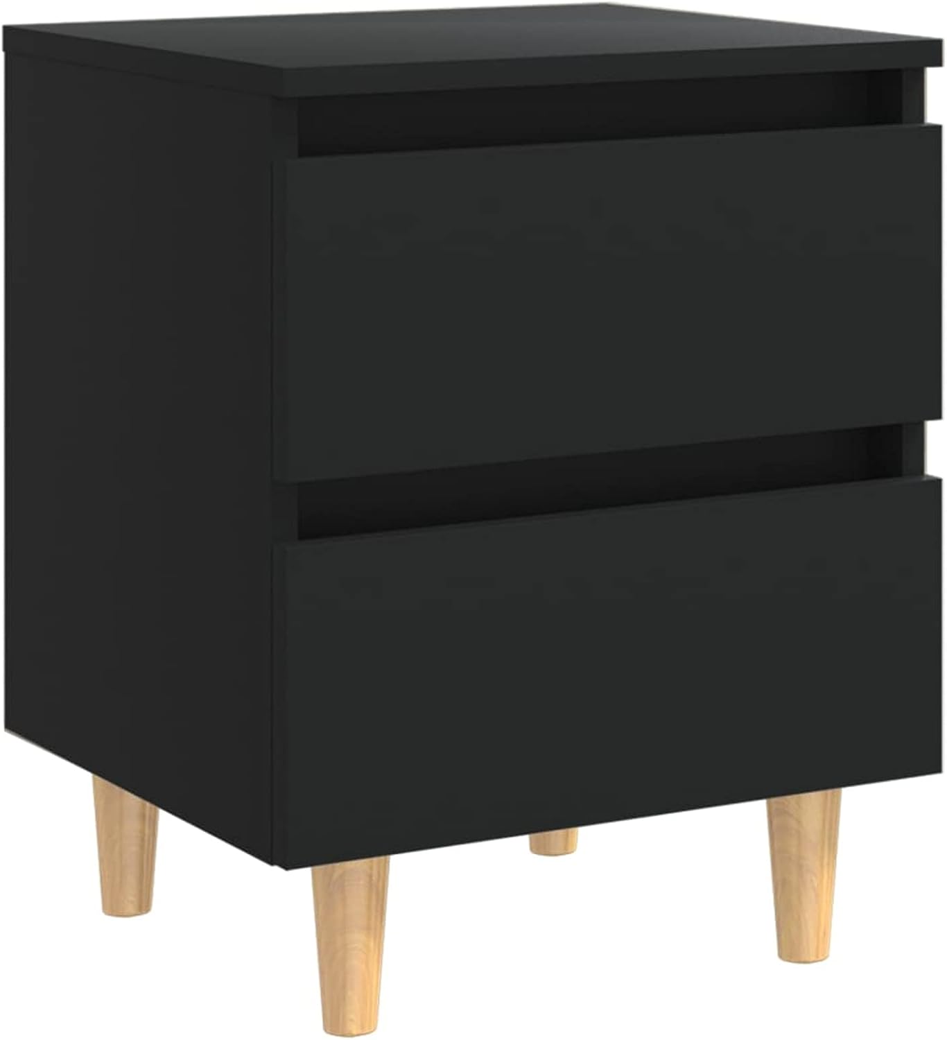 Nachttische 2 STK Nachtschrank, Nachtkästchen, Nachtkommode, Bedside Table, Nacht Tisch, mit Kiefernholz-Beinen Schwarz 40x35x50 cm