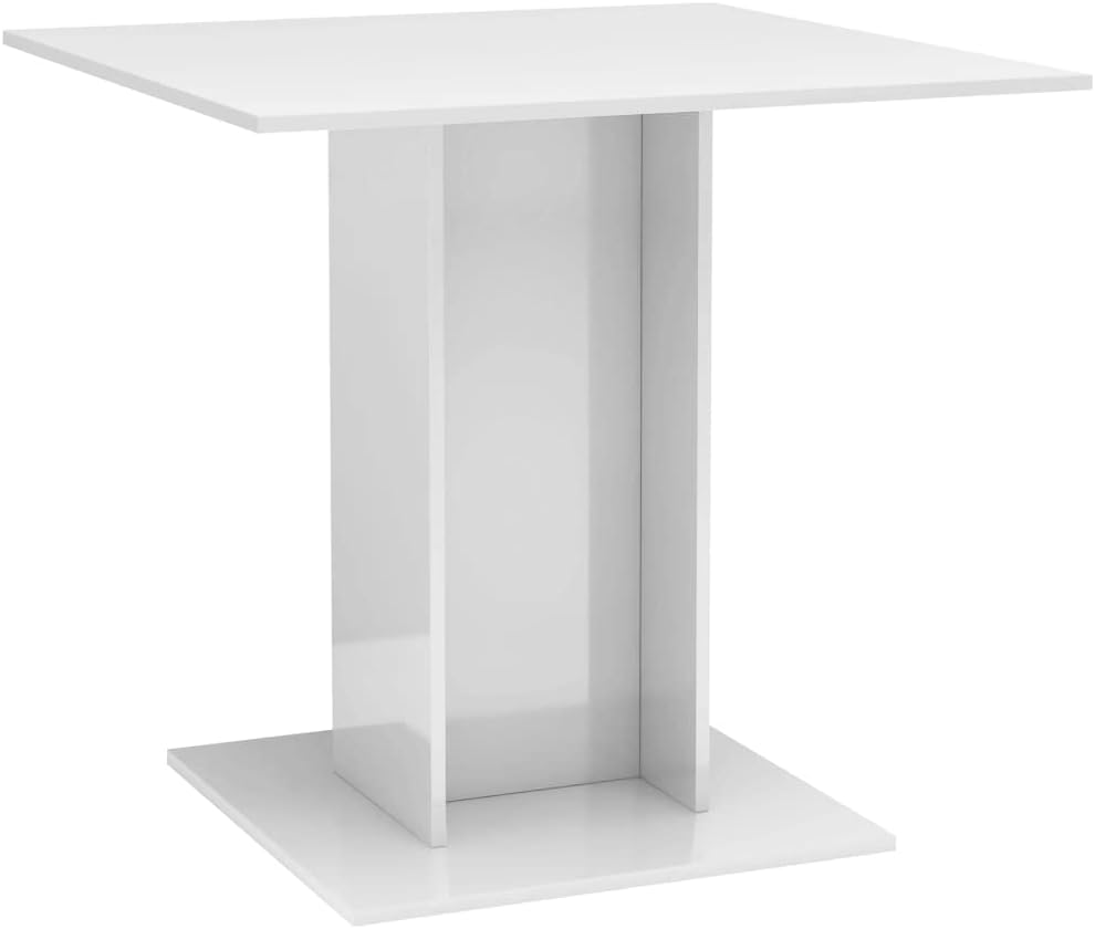 Dining Table High-Gloss White 80 x 80 x 75 cm Wood Material