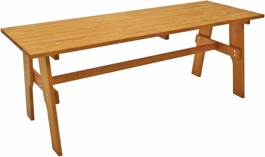 Freital Garden Table XXL 72 x 200 cm Rectangular Solid Pine Wood Light Varnished Stable Outdoor