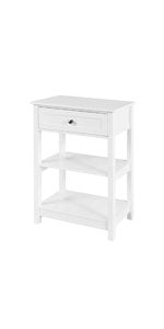 Side Table with Slot for iPad, Newspaper Stand, Coffee Table with Wheels, White, Width Approx. 45 x 58 x 35 cm