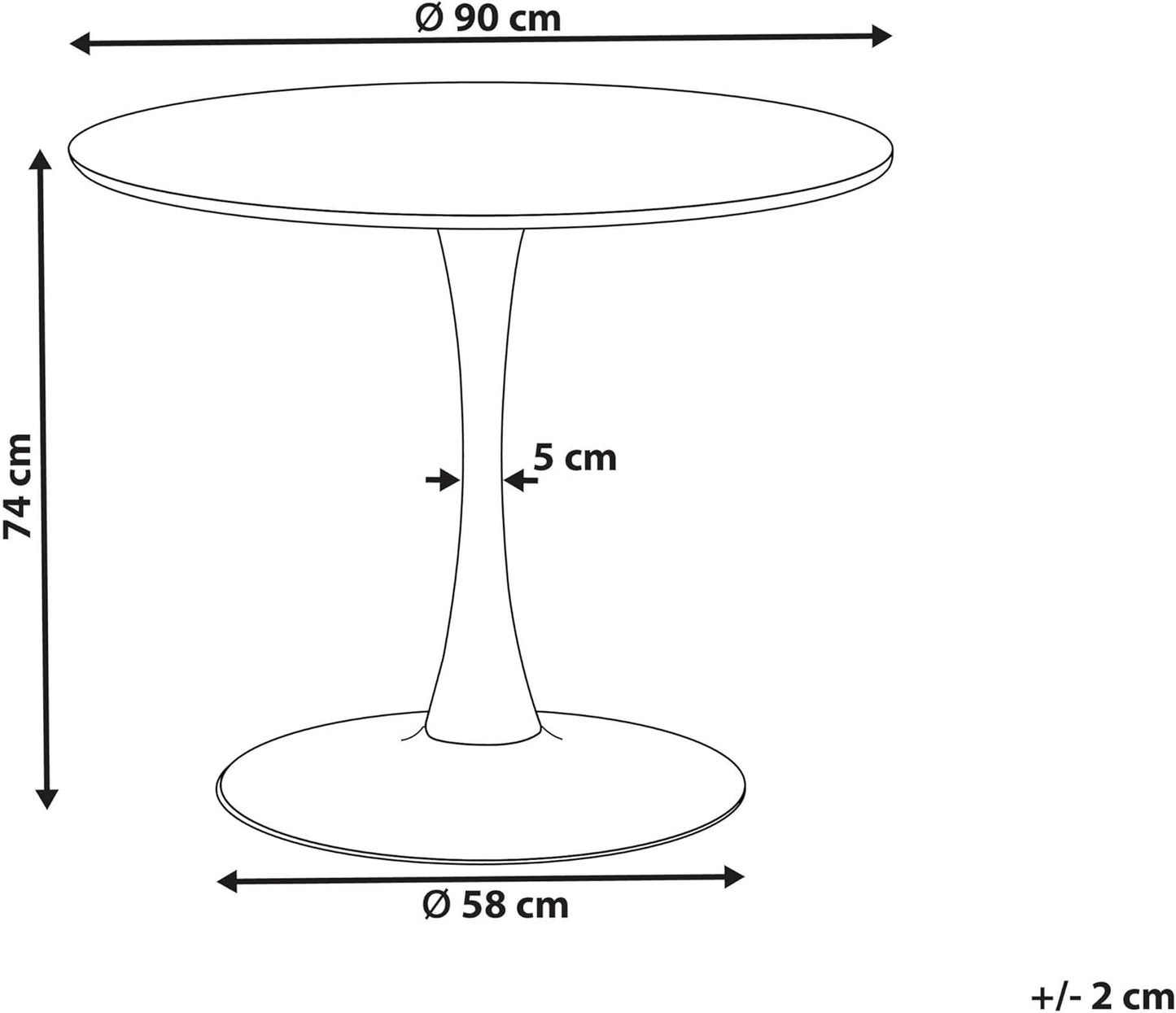 Dining Table Dark Wood Colour / Black 90 cm Round MDF Board Metal