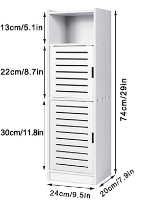 aimu Waterproof Bathroom Cabinets, Bathroom Storage Units with Open Storage Shelf, Freestanding Floor Cabinets, Corner Organiser for Bedroom, Kitchen, Hallway, White, 74 x 20 x 24 cm