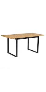 Extendable Dining Table Metal Frame Black Dining Room Furniture Modern for 4-6 People Kitchen Table Dining Room Table for Dining Room Kitchen Sand Oak Look 120-160 x 80 x 77 cm