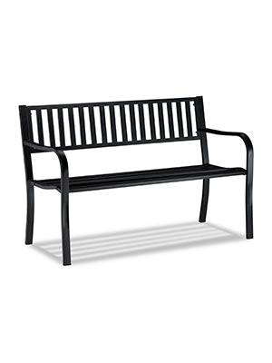 Garden Bench, Comfortable 2 Seater, Heavy Duty Metal Bench for Patio, Balcony, HBT 82 x 127.5 x 59.5 cm, Black