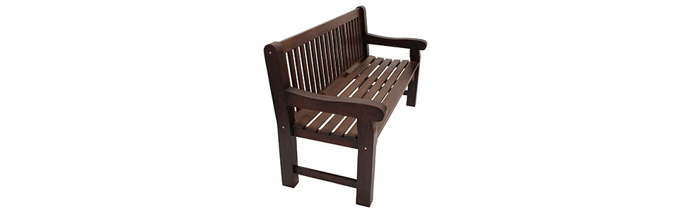 Bristol Garden Bench Park Bench 3-Seater Eucalyptus Colonial Style Dark Brown Extra Stable FSC® Certified Outdoor