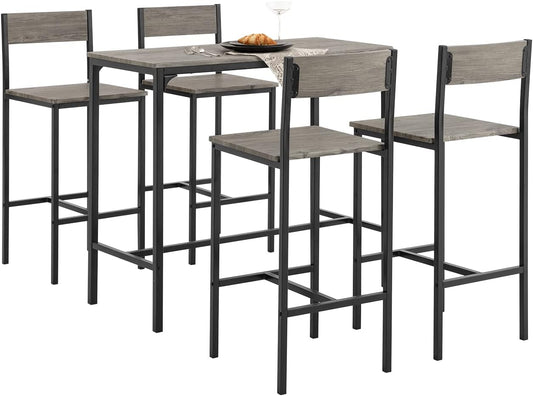 OGT14 Bar Table Set 5-Piece Dining Table Bistro Table with 4 Stools