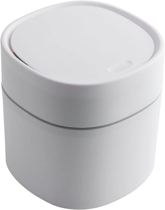 Table Rubbish Bin, Plastic Table Rubbish Bin, Small Waste Paper Bin for Bedrooms, Dining Rooms, Bathrooms, Offices etc. (White)