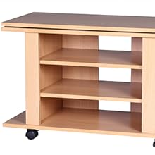 TV Cabinet Rotating on Wheels, TV Bench 75 x 38 x 50 cm with Turntable for TV, TV Table, Beech Wood with Shelf Board, TV Cabinet, HiFi Rack Furniture