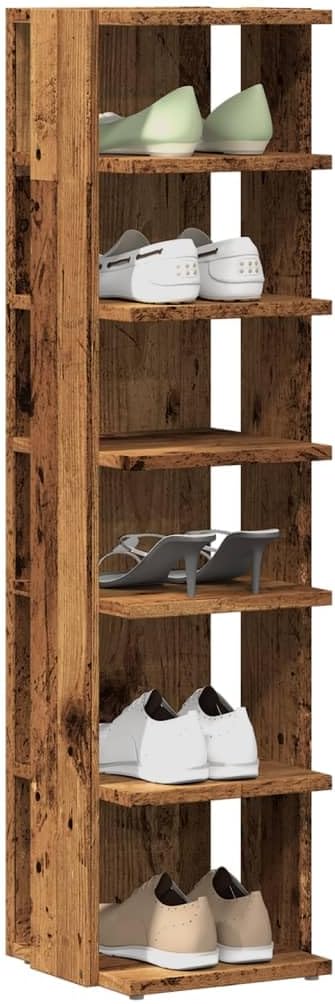 Shoe Rack with 6 Shelves, Shoe Rack for Entryway, Hallway, Shoe Rack, Shoe Storage, Reclaimed Wood Look, Wood Material, Pack of 2