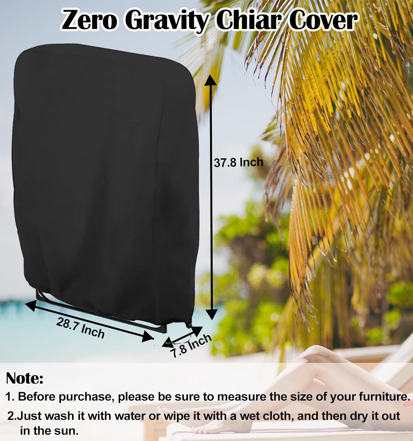 Folding Chair Protective Cover, Pack of 2 Garden Chairs Cover, 420D Oxford Cover, Windproof, Anti-UV, Dustproof, for Garden Furniture, Deck Chair, Folding Chair, Garden Furniture Protective Cover