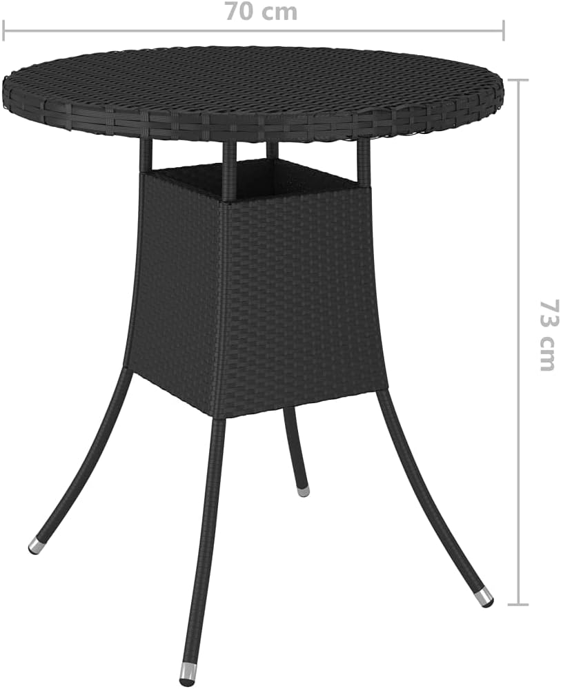 Garden Table Patio Table Balcony Table Dining Table Outdoor Table Garden Furniture Indoor Outdoor Black 70 x 70 x 73 cm Poly Rattan Steel Frame