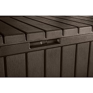 Keter Kentwood 50 Gallon Resin Deck Box-Organization and Storage for Patio Cushions, Throw Pillows and Garden Tools, Dark Grey