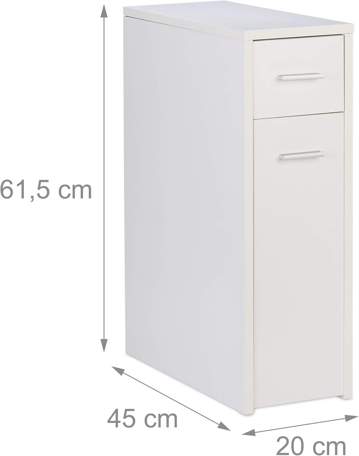 Relaxdays 1 x Alcove Cabinet with 2 Drawers for Bathroom, Kitchen, Living Room, Space Saving Alcove Shelf, H x W x D 61.5 x 20 x 45 cm, White