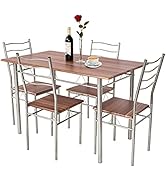 5 Piece Dining Table Set, Kitchen Table with 4 Chairs, Dining Set for 4 People, Rectangular Industrial Style Dining Room Table, Dining Set for Dining Room, Kitchen, Space Saving, Grey