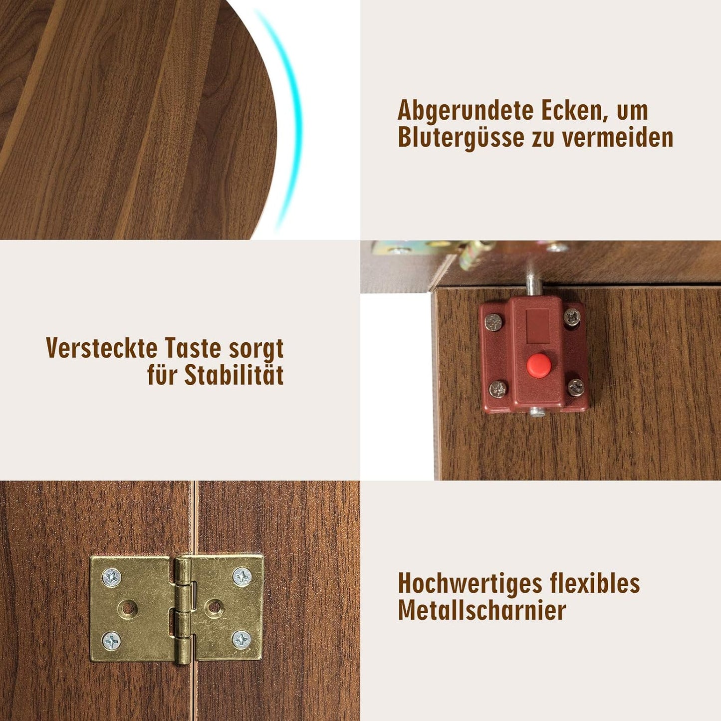 Esstisch klappbar, Klapptisch Küchentisch aus Holz, Esszimmertische für 4-7 Personen, Funktionstisch Wohnzimmer Esstisch, Ovaler Esstisch platzsparend flatbar, 163 x 80 x 75 cm