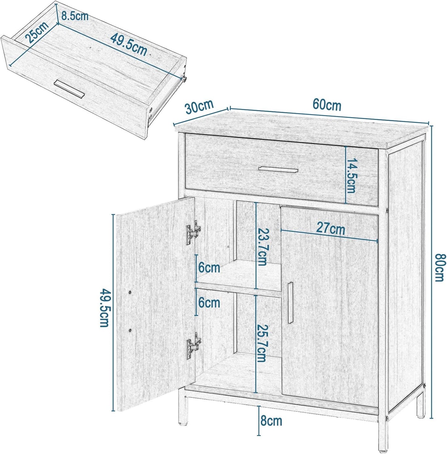 Model 16 Bathroom Furniture Set, Vanity Unit with Mirror Cabinet, Wall Cabinet for Bathroom, Metal and Wood