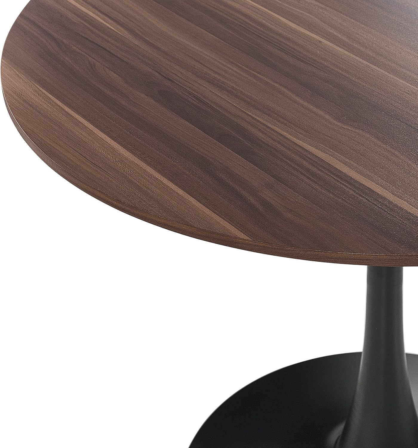 Dining Table Dark Wood Colour / Black 90 cm Round MDF Board Metal