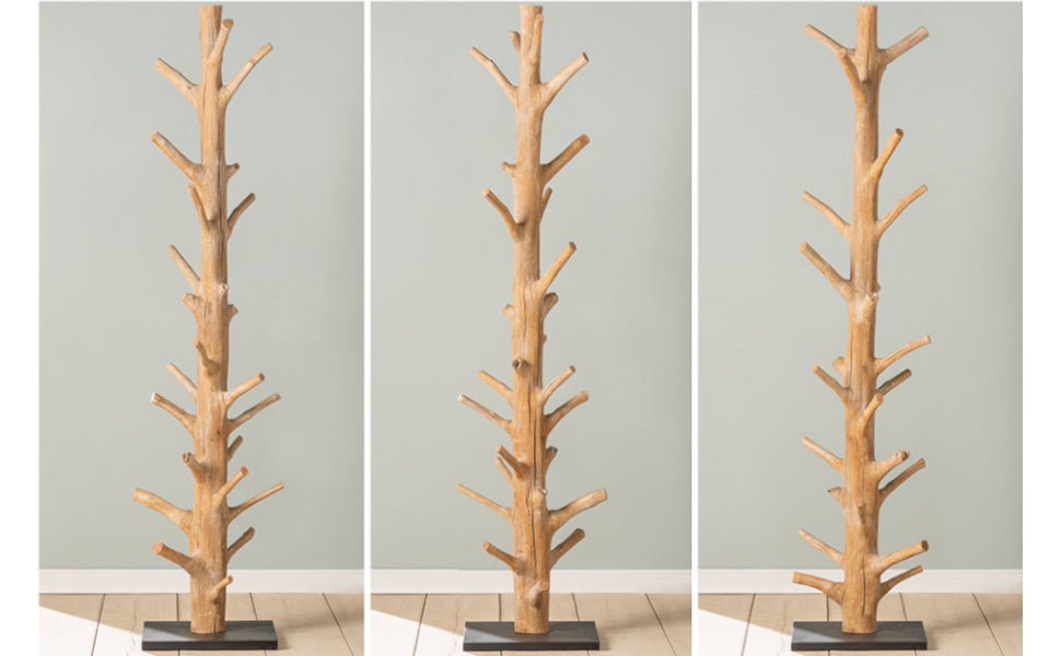 Solid Coat Stand Tree Nature 170 cm Natural Wood Coat Rack Hallway Coat Hook Made of Solid Wood