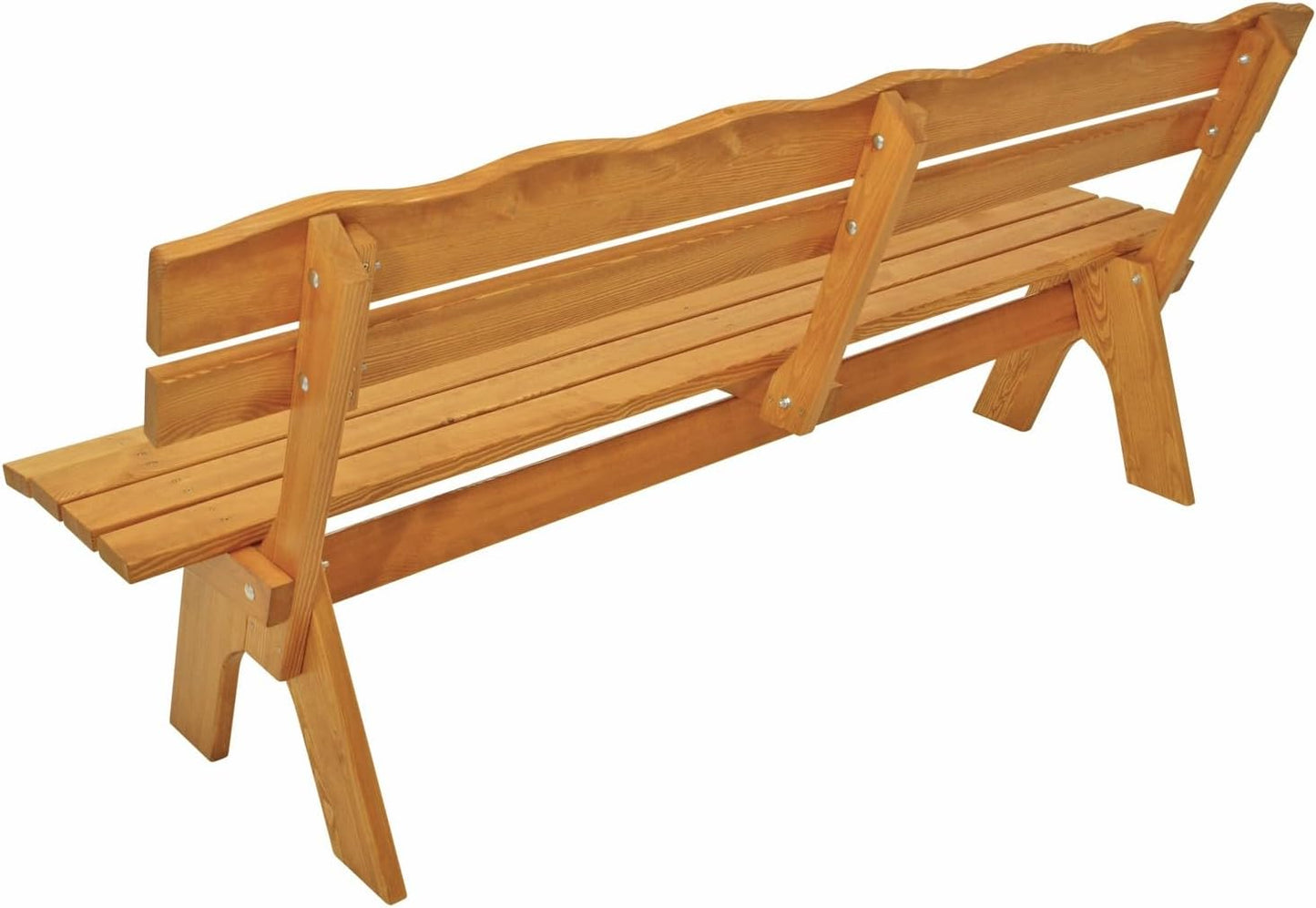 Freital Garden Bench XXL 4-Seater 200 cm Solid Pine Wood Light Varnished Stable Outdoor