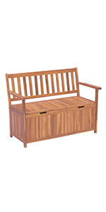 Garden Bench Seat Park Bench 2-Seater Garden Steel + Pine Wood Natural W 122 x D 60 x H 83 cm