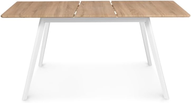 Scandinavian Extendable Table, Inga 120-160 cm, Wooden Top, White Legs