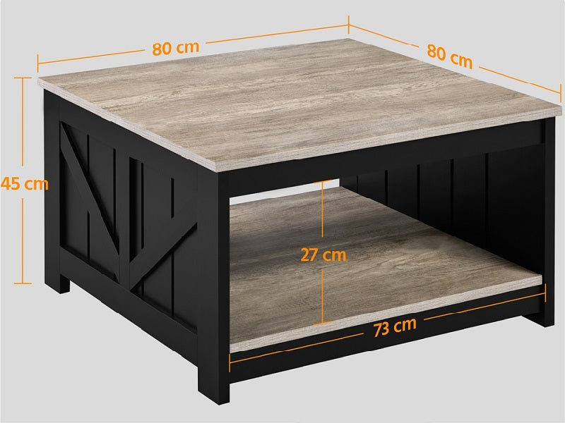 Coffee Table Square Sofa Table Modern Living Room Table with Storage Compartment Side Table for Living Room / Office 80 x 80 x 45 cm