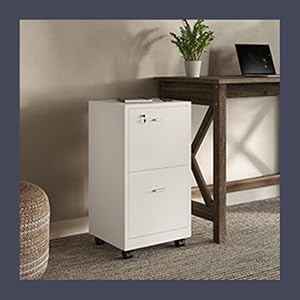 Lavish Home File Cabinet - 2-Drawer Cabinet with Lock and Deep Drawer Storage - Rolling Filing Cabinet for Under The Desk, Home, or Office (White)