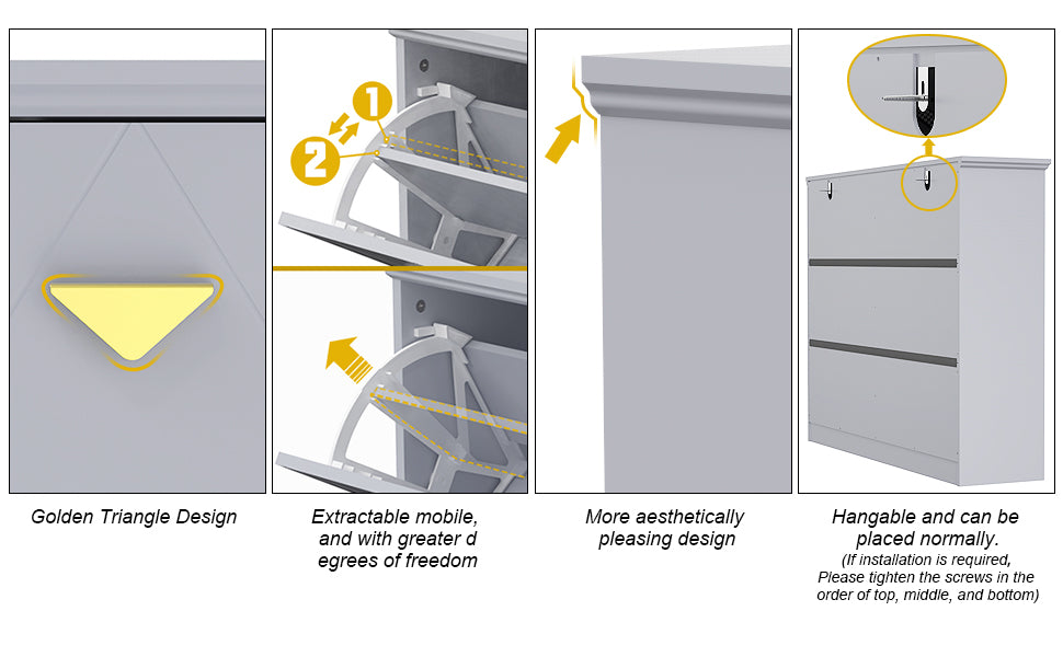 Shoe Cabinet with 4 Flip Drawers, Free Standing Tipping Bucket Shoe Rack Organizer with Adjustable Shelf, Shoe Storage Cabinet(Upgraded Version)