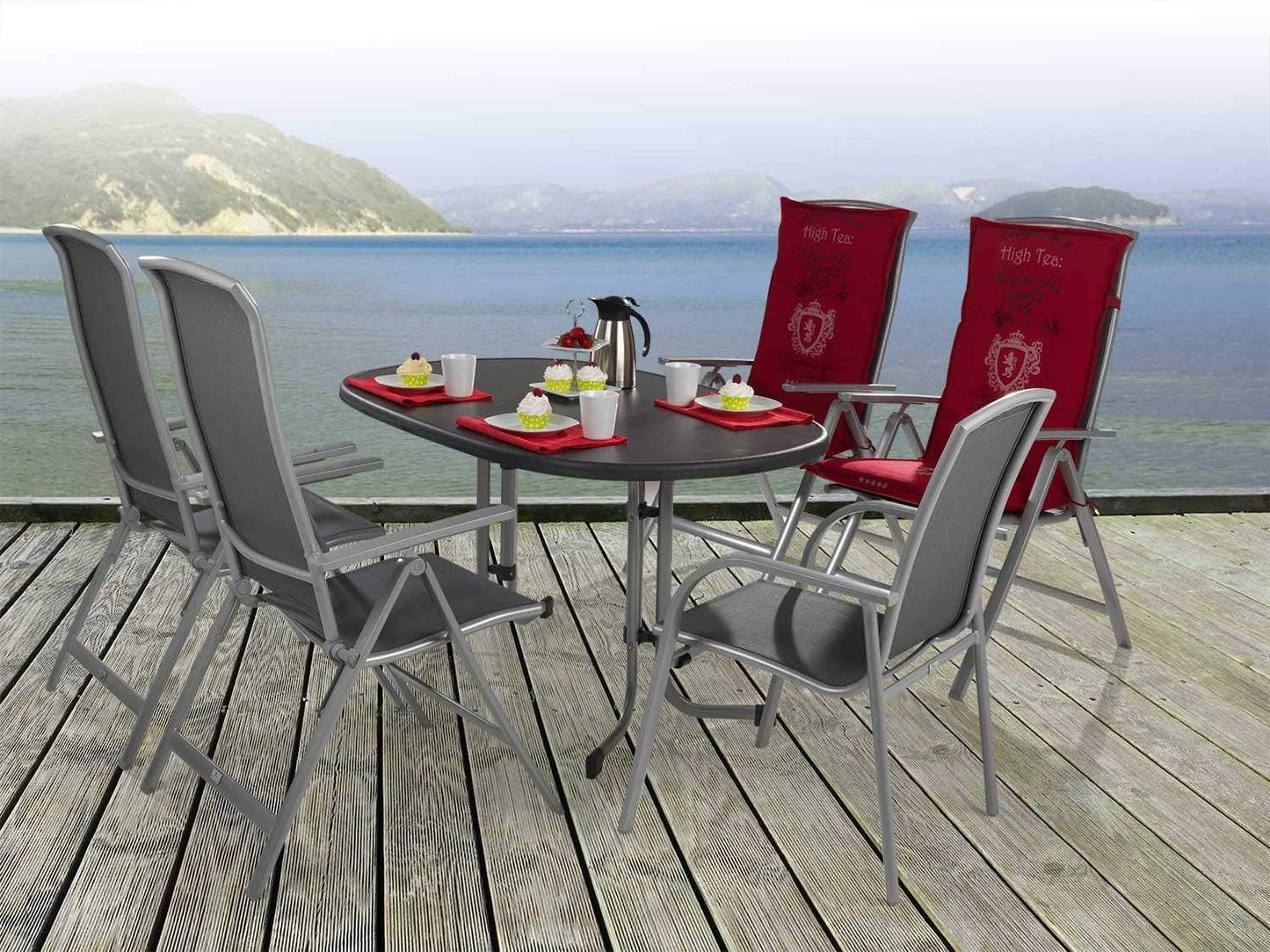 Folding Garden Table for 6 People 140 x 90 cm Grey Metal Dining Table Boulevard Folding Table