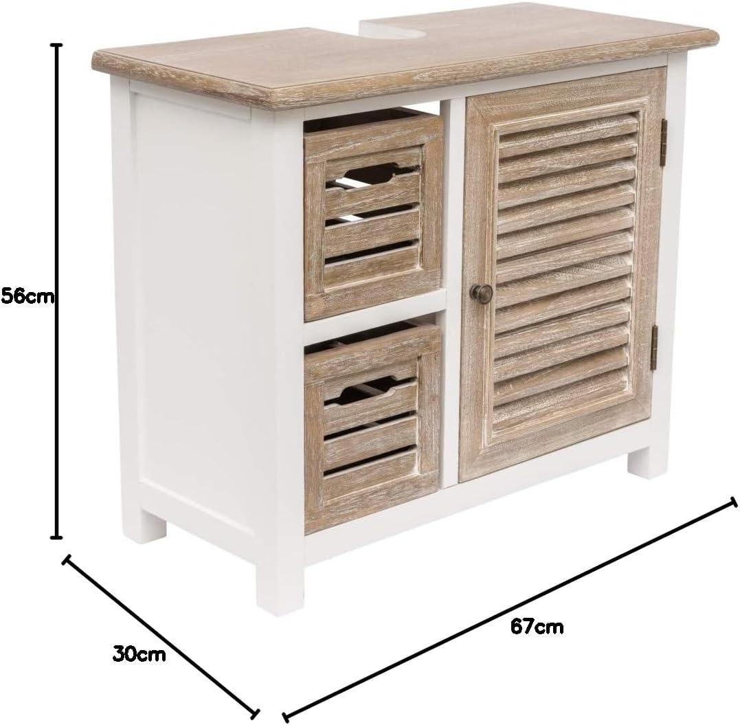 Kansas Wood Bathroom Sink Cabinet with Drawers Wooden Baskets for Narrow Bathroom Cabinet Bathroom Furniture (White)