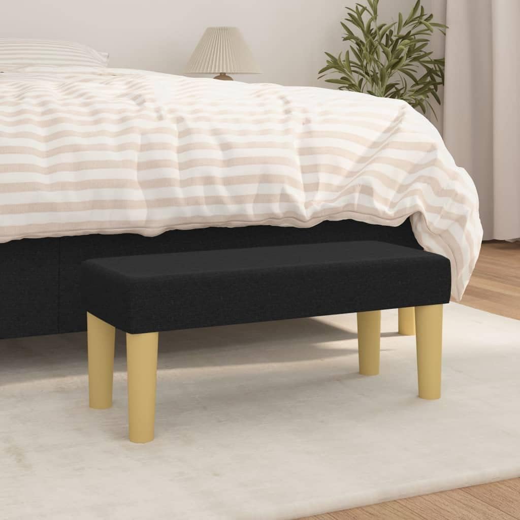 Fabric Bench Black 70 x 30 x 30 cm Padded Bench Legs Living Room Hallway Entrance Bedroom House Indoor Type 1