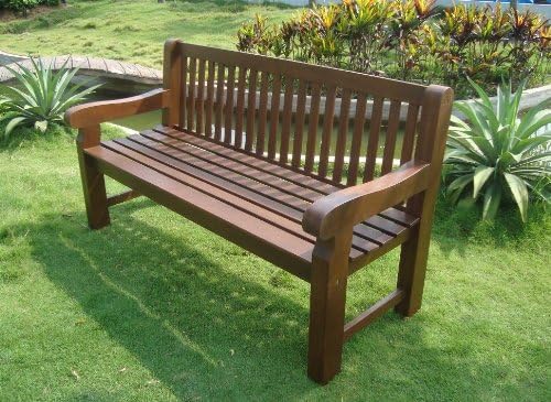 Bristol Garden Bench Park Bench 3-Seater Eucalyptus Colonial Style Dark Brown Extra Stable FSC® Certified Outdoor