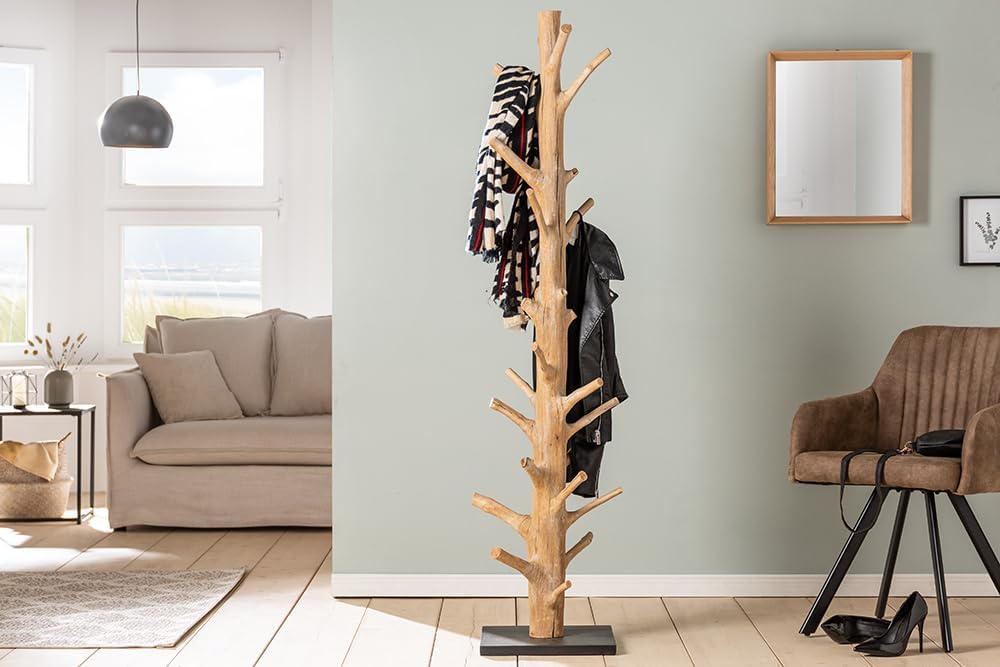 Solid Coat Stand Tree Nature 170 cm Natural Wood Coat Rack Hallway Coat Hook Made of Solid Wood