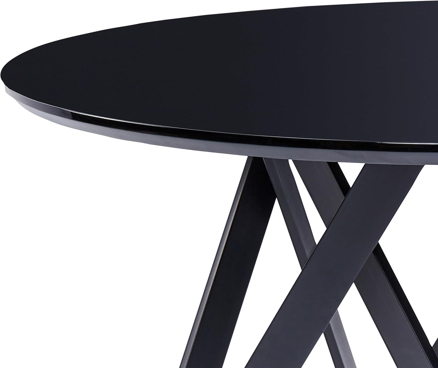 Dining Table Glossy Black 120 cm Round MDF Board Steel for Dining Room