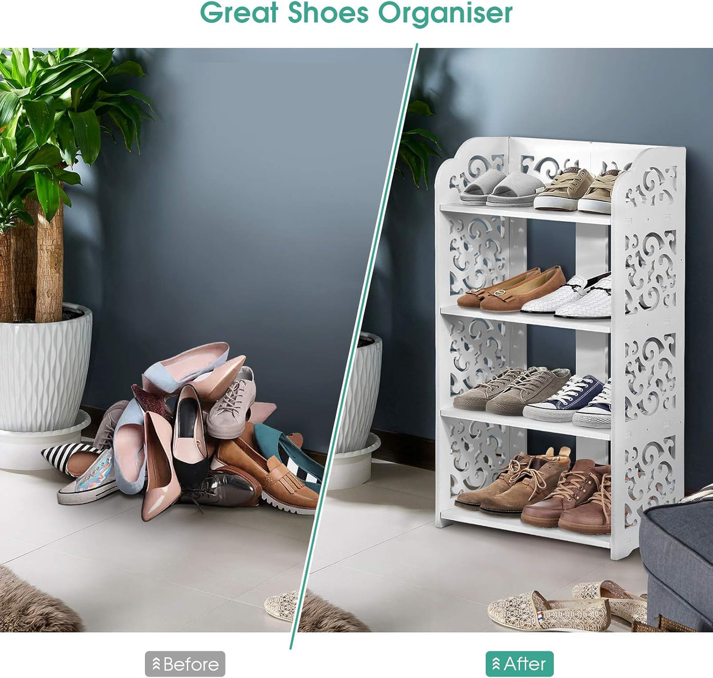 Shoe Cabinet, Shoe Rack, Shoe Rack, Wooden Shoe Rack, Entrance, Hallway, Shelf for Home and Office, 40 x 23 x 71 cm