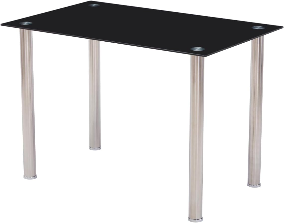 HOOZ Glass Dining Table, Black, High-Quality Living Room Table with 6 mm Safety Glass and Facet Cut, Glass Table, Perfect as Dining Room Table and Kitchen Table (110 x 70 x 75 cm)