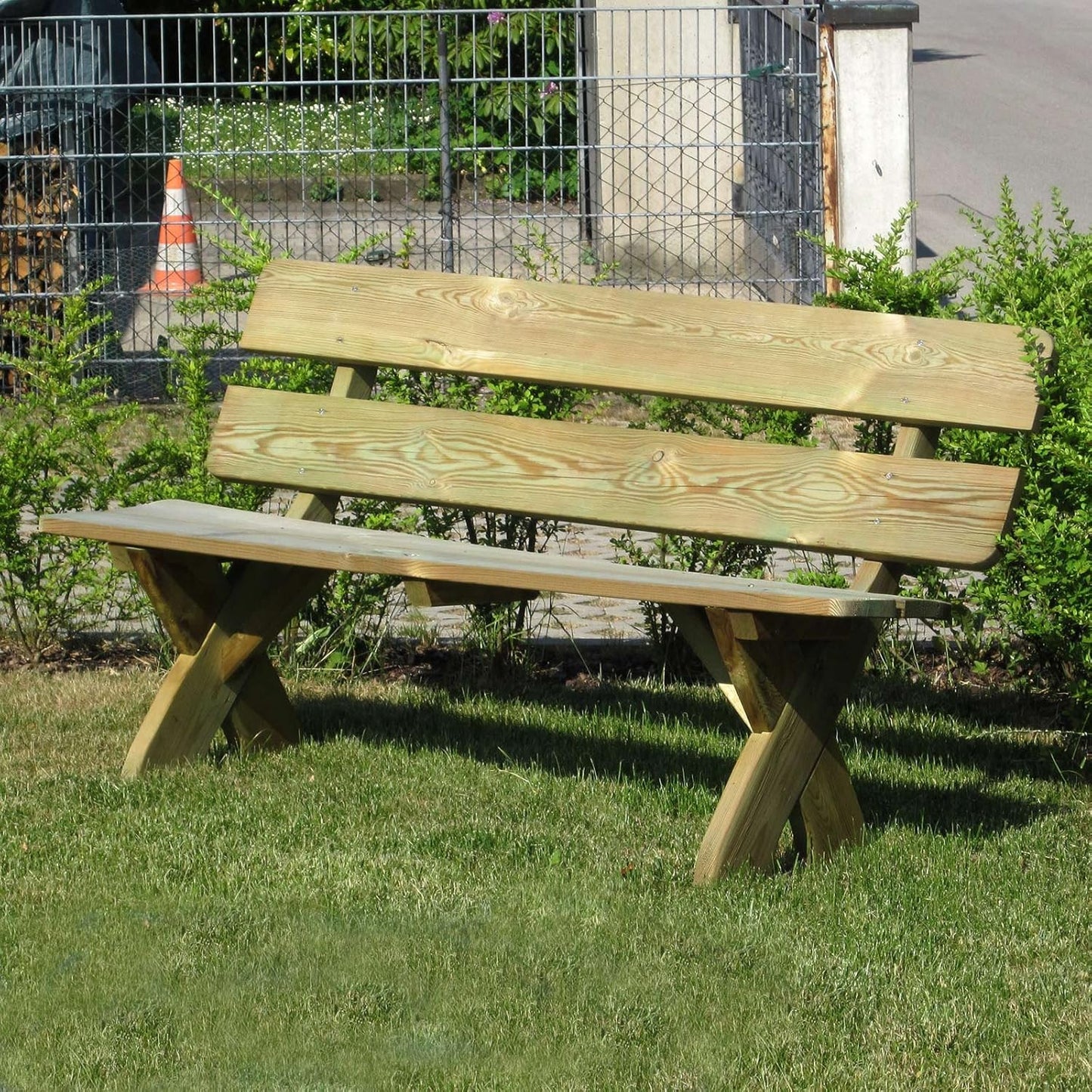 Rustic Garden Bench 3 Seater Solid Wood Weatherproof