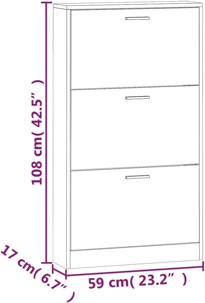 Shoe Cupboard High-Gloss White 59 x 17 x 108 cm