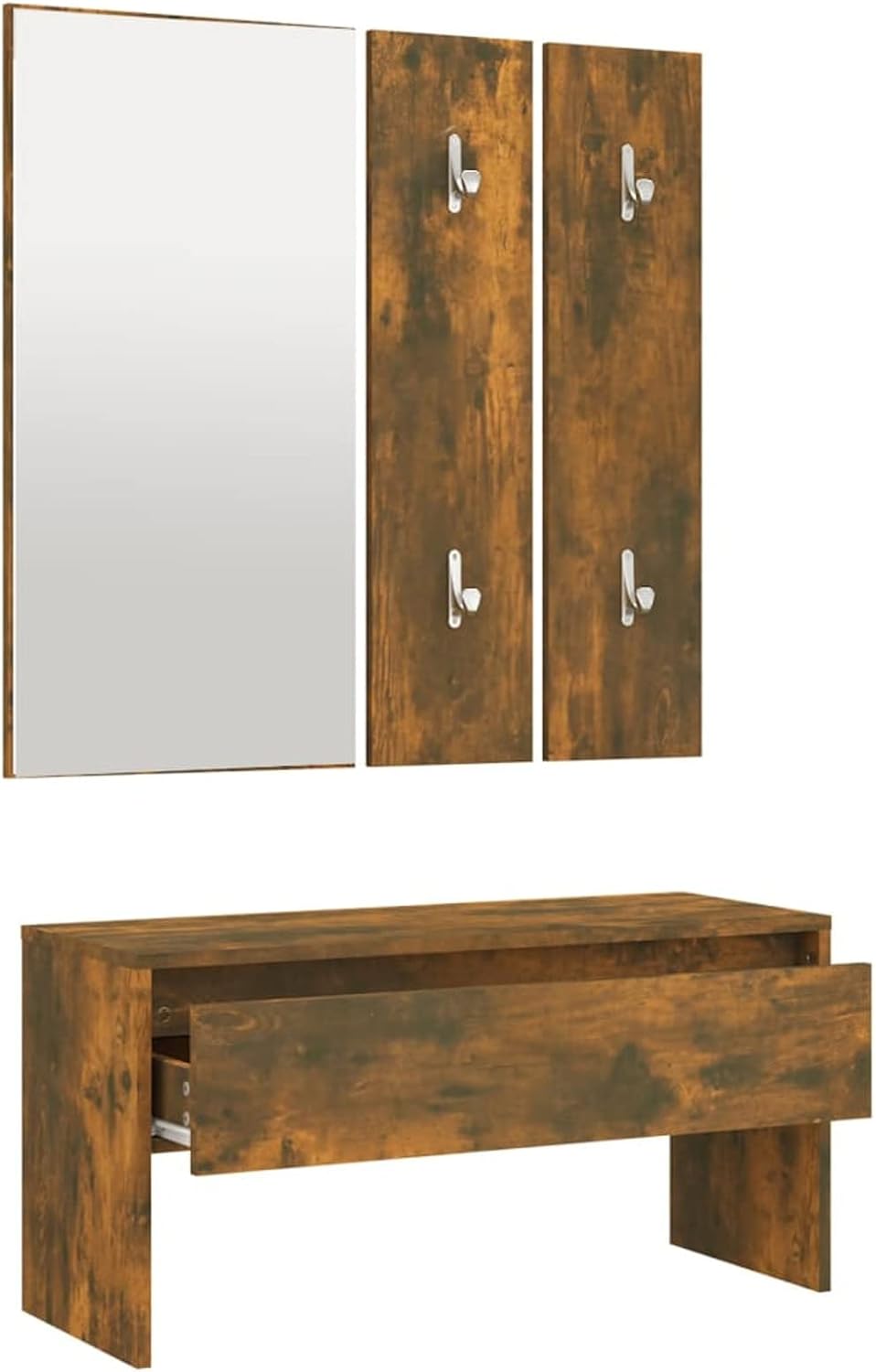 Hallway Furniture Set Wardrobes, Wardrobe Set Consisting of 1 x Hallway Bench, 1 x Mirror, 2 x Wardrobe for Clothes and Coats, Hallway Wardrobes