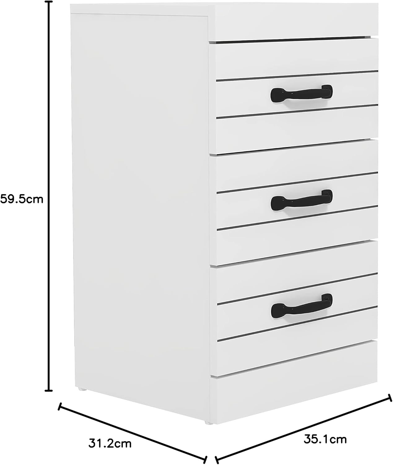 Galano Allington Chest of Drawers - Chest of Drawers with 3 Drawers - Small Side Table with Storage for Bedroom - Chest of Drawers for Clothes - Organiser for Hallway, Entryway, Living Room - White