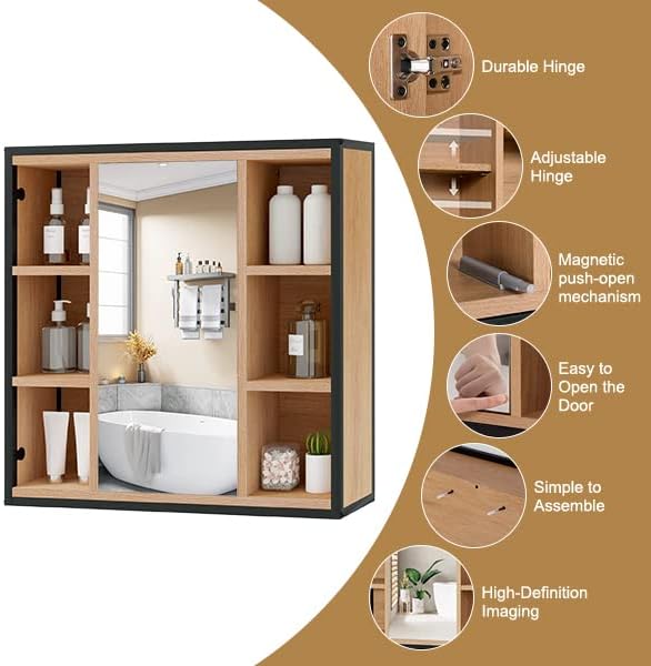 Model 16 Bathroom Furniture Set, Vanity Unit with Mirror Cabinet, Wall Cabinet for Bathroom, Metal and Wood