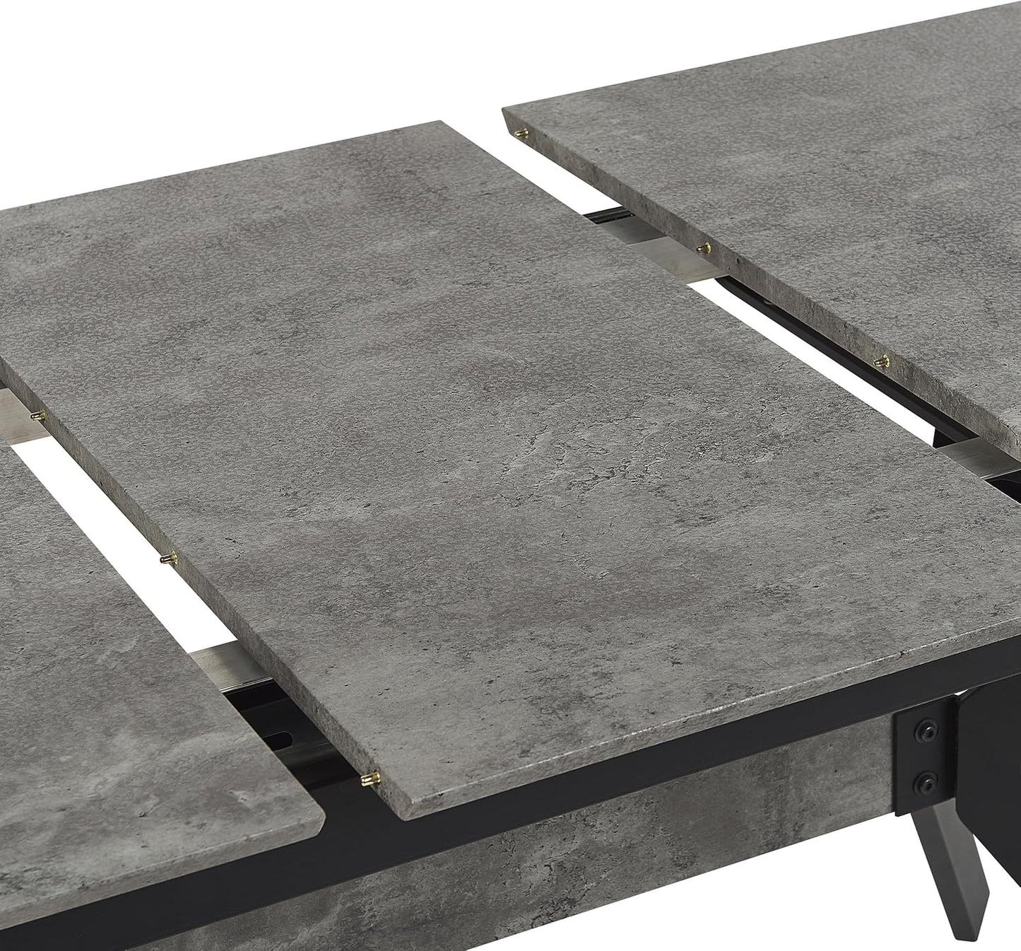 Dining Table Concrete Look Grey / Black 140/180 x 80 cm for 8 People MDF