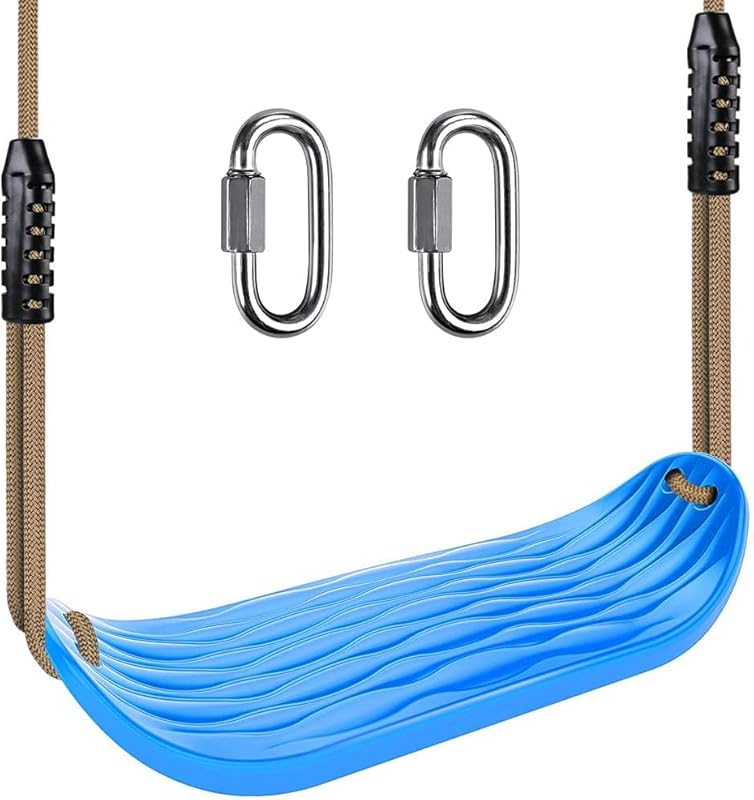 SELEWARE Garden Games Swing Seat Made of Robust Set with 2 m Long Adjustable Rope and 2 Carabiners, Robust Swing Outdoor Garden Swing Black