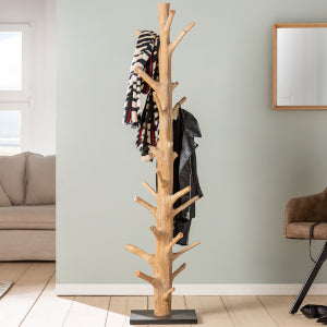 Solid Coat Stand Tree Nature 170 cm Natural Wood Coat Rack Hallway Coat Hook Made of Solid Wood