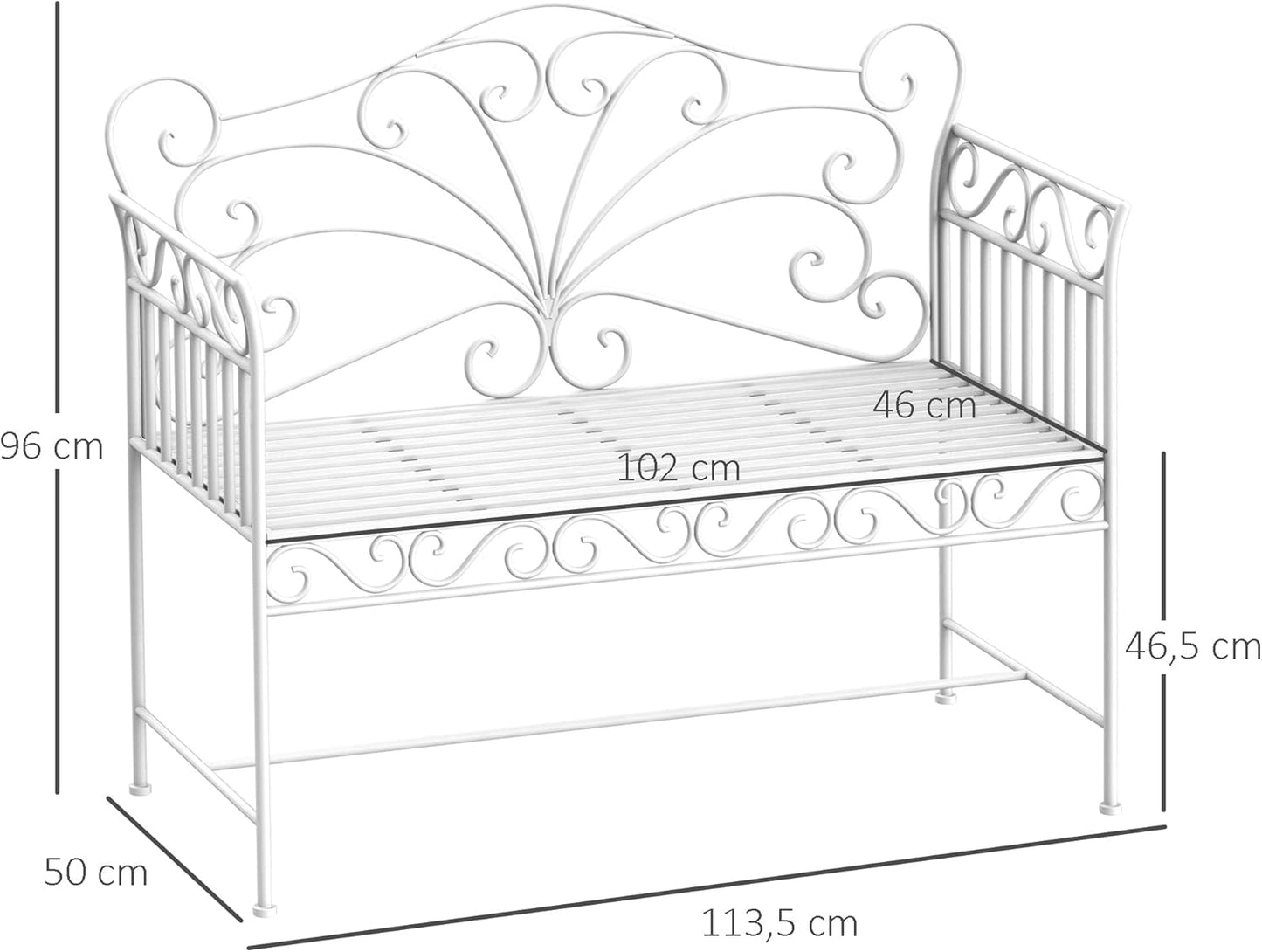 garden furniture 2 seater bench, garden seat 2 module, black.