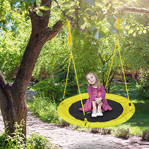 Relaxdays Nest Swing For Children and Adults, Round, Adjustable, Diameter: 90 cm, Disc Swing, Up To 100 kg, Various Colours, green