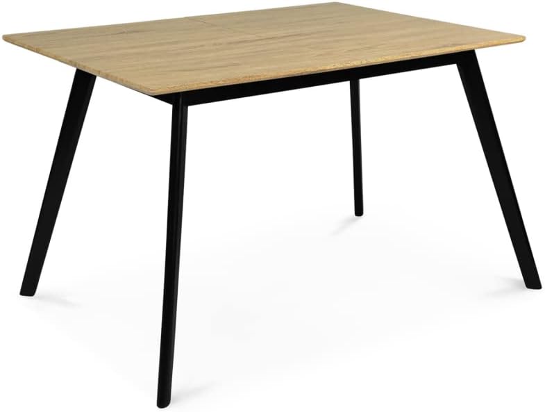 Scandinavian Extendable Dining Table Inga 120-160cm Wooden Top Black Feet