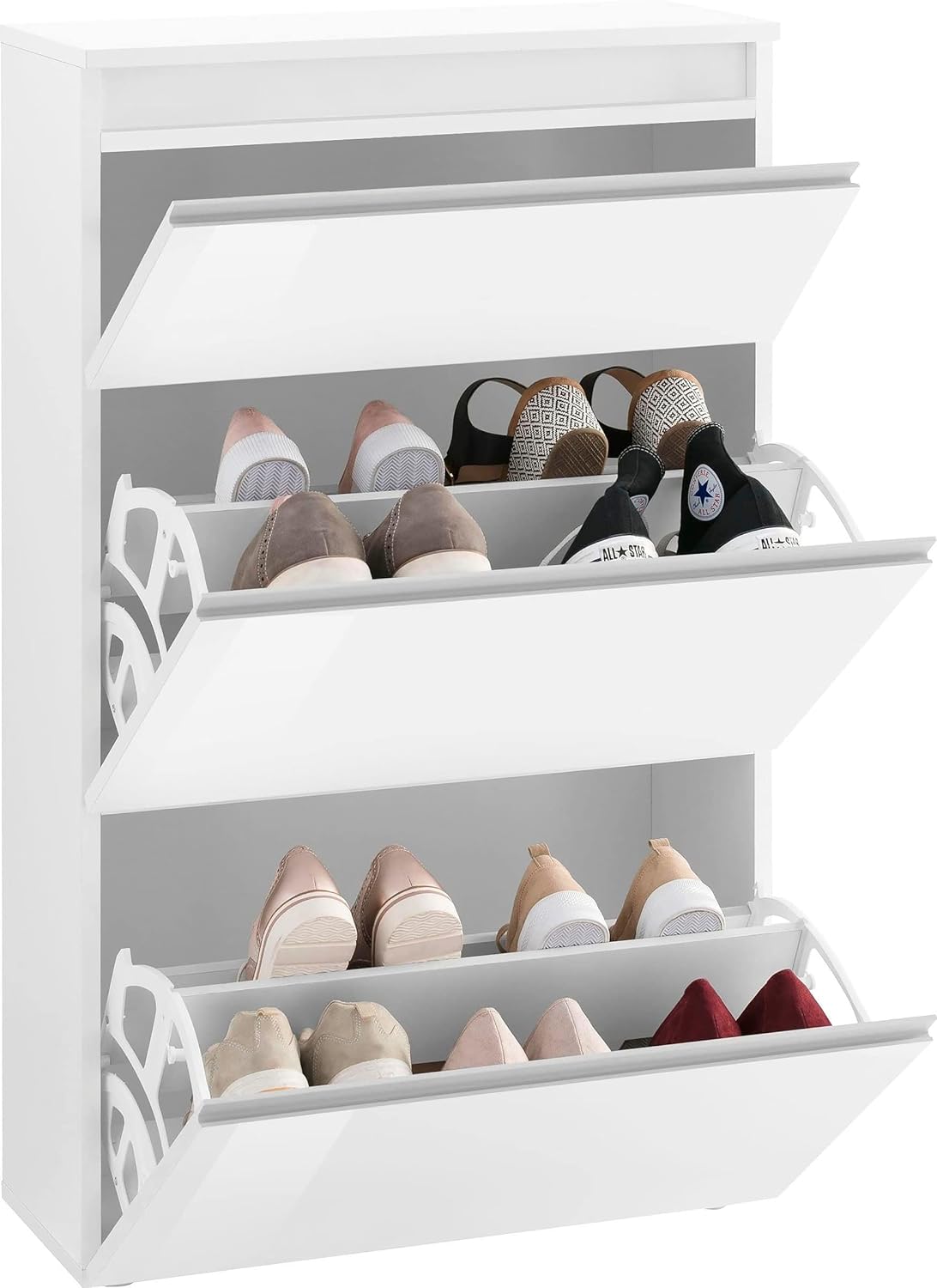 Magione Shoe Cabinet Shoe Rack Shoe Rack Hallway Furniture White High Gloss