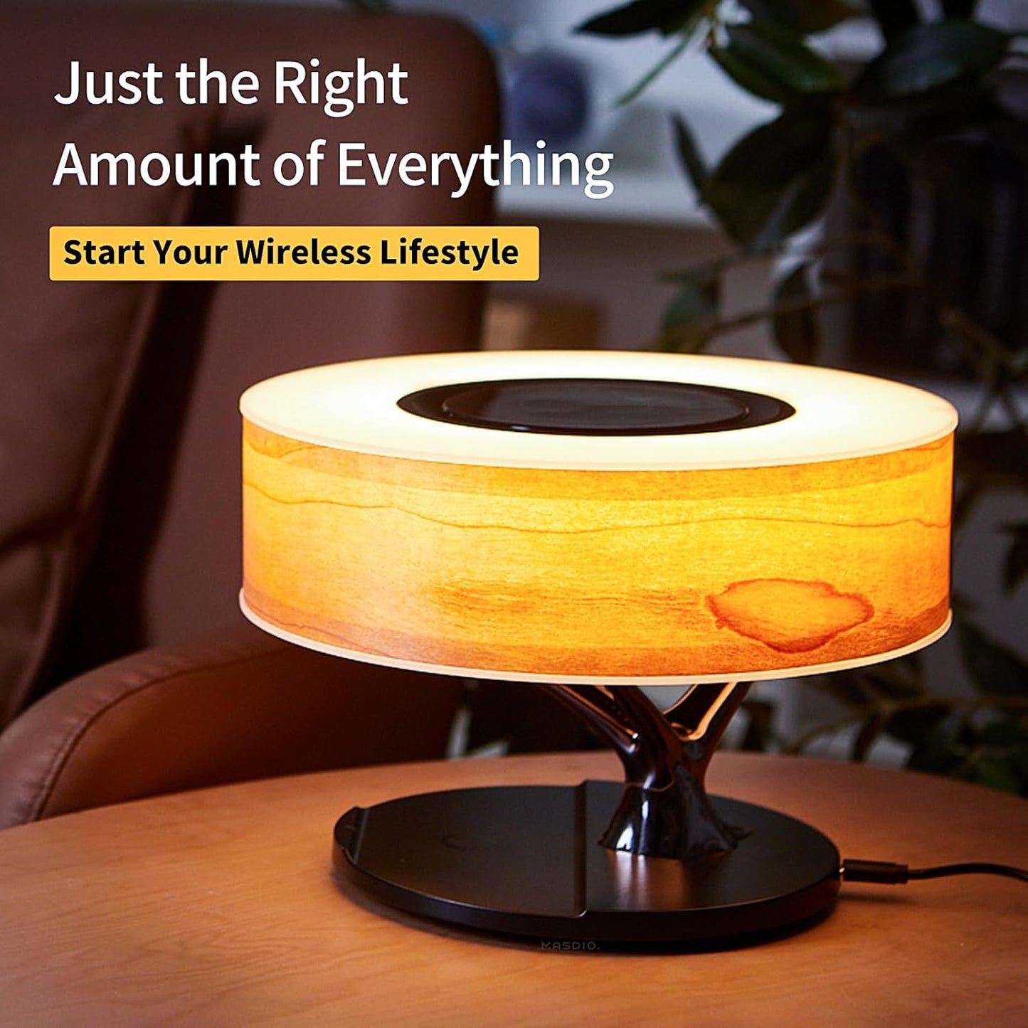 Smart Bedside Lamp Table Lamp with Wireless Charge and Bluetooth Speaker Dimmable Nightstand Lamp for Bedroom