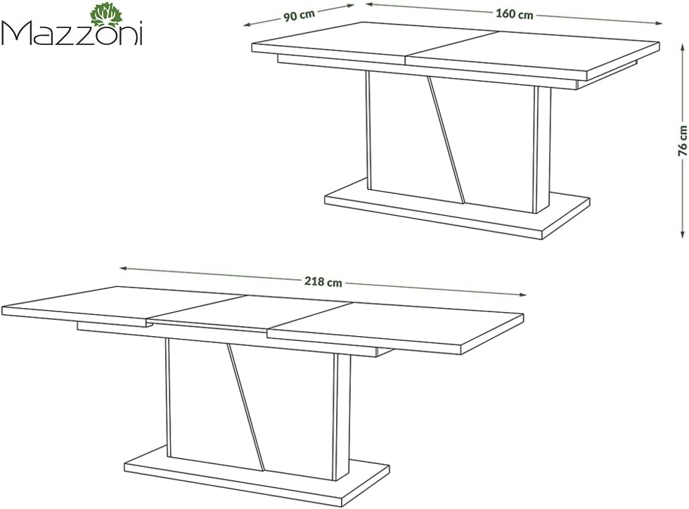 Designer Dining Table Extendible 160 to 218 cm Concrete Look